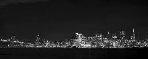 Night time by the bay