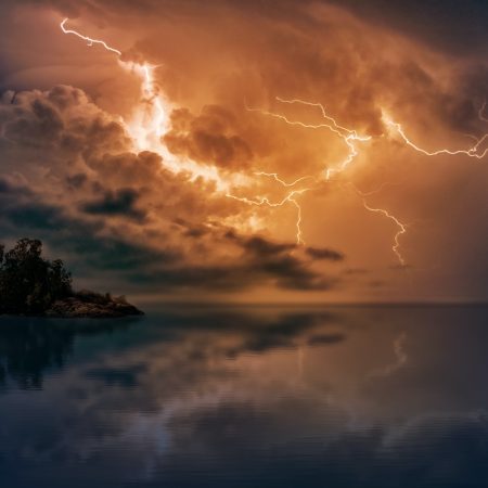 photo of island and thunder