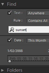 Searching the catalog for sunset photos