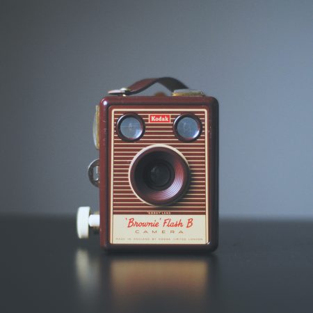 shallow focus photography of vintage brown camera